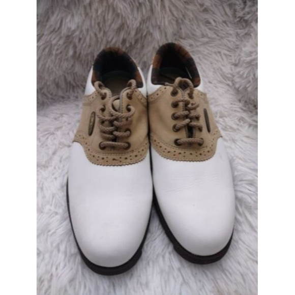 FootJoy SoftJoys Terrains Women's Size 7 Golf Shoes White w Brown Cleats - Picture 3 of 8